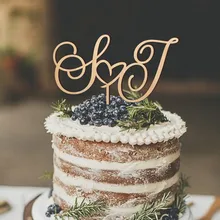 Инициалы на заказ Свадебный Топпер для торта деревянная Топпер для торта Персонализированные Свадебные топперы для торта деревенский декор для свадьбы