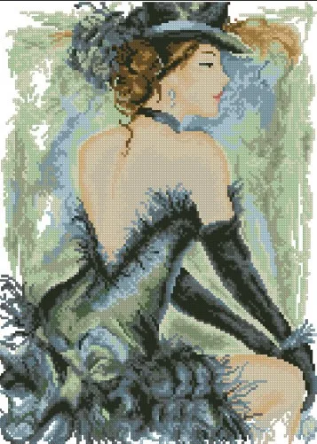 cs-2430 Cross Stitch Kit Vervaco Elegant Fashion Vogue Lady Girl Woman with Hat Chapeau