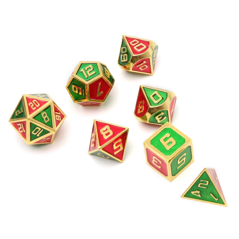 

Chengshuo dnd metal dice rpg polyhedral set dungeons and dragons d&d table game d20 12 10 6 Zinc alloy double color digital dice