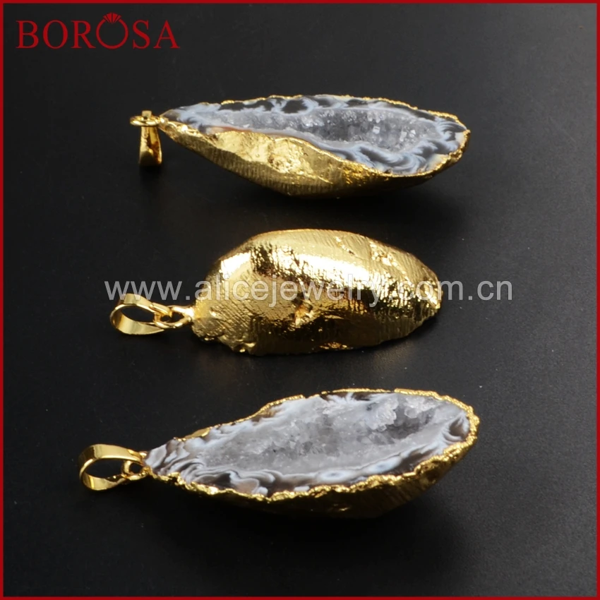 BOROSA Druzy свободной формы половина натуральный оникс кулон agates Geode подвеска в