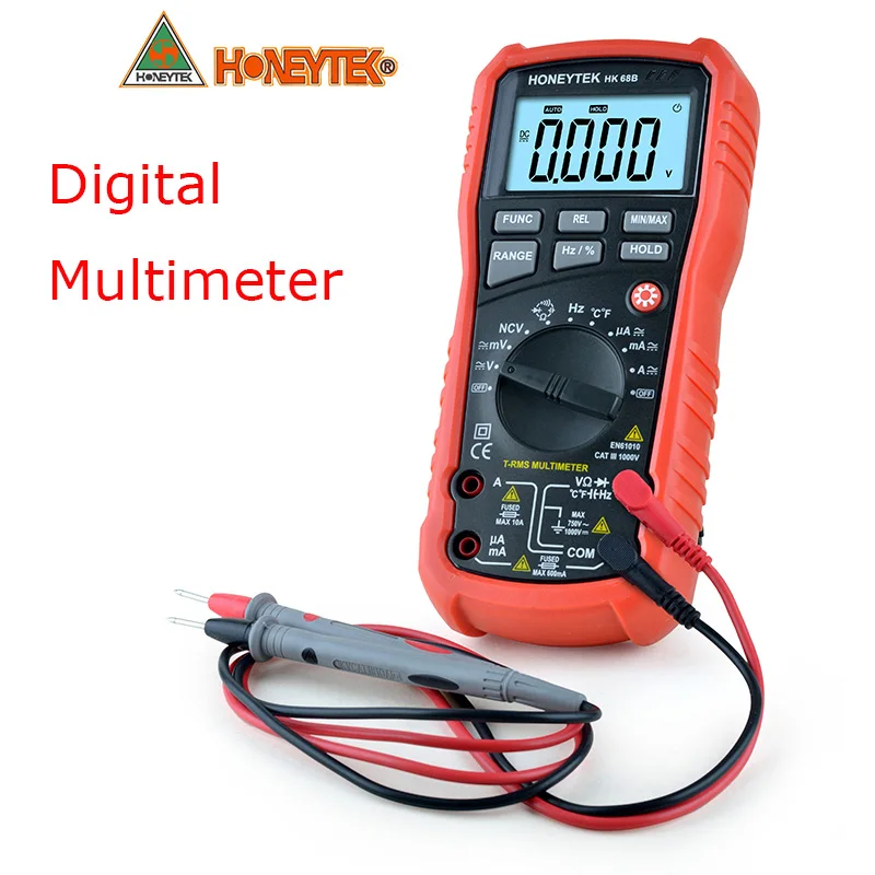 

HK68B True-RMS LCD Digital Multimeter Back Light NCV non-contact induction Frequency Voltage Current Ohm Capacitance Tester