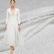 Перламутровый шелк белого цвета Relievo жаккардовые шерстяные материалы для одежды Осенняя юбка DIY одежда ткани