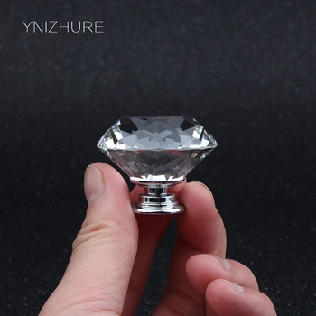 

Hot 10pcs/lot 40mm K9 crystal glass drawer cabinet pulls furniture accessories hardware handle Kitchen elegant modern decoration