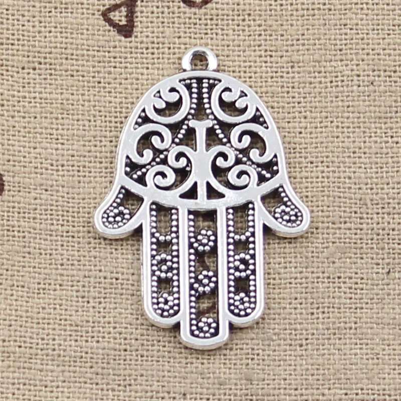 8pcs Charms hamsa palm protection 35*24mm Antique Silver Plated