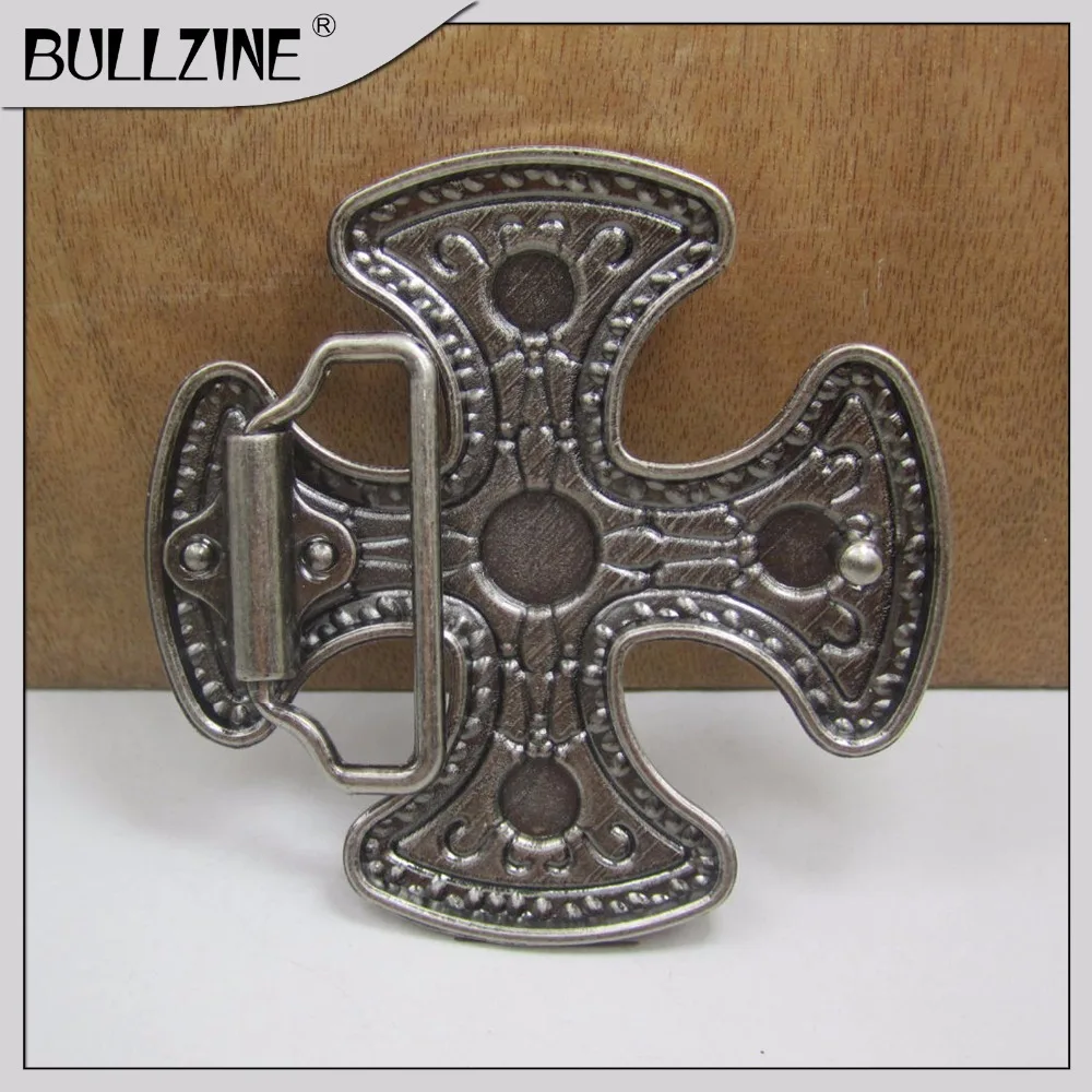 Пряжка с перекрестным ремешком Bullzine с камнями, антикварная серебряная FP-03259, подходит для ремня шириной 4 см