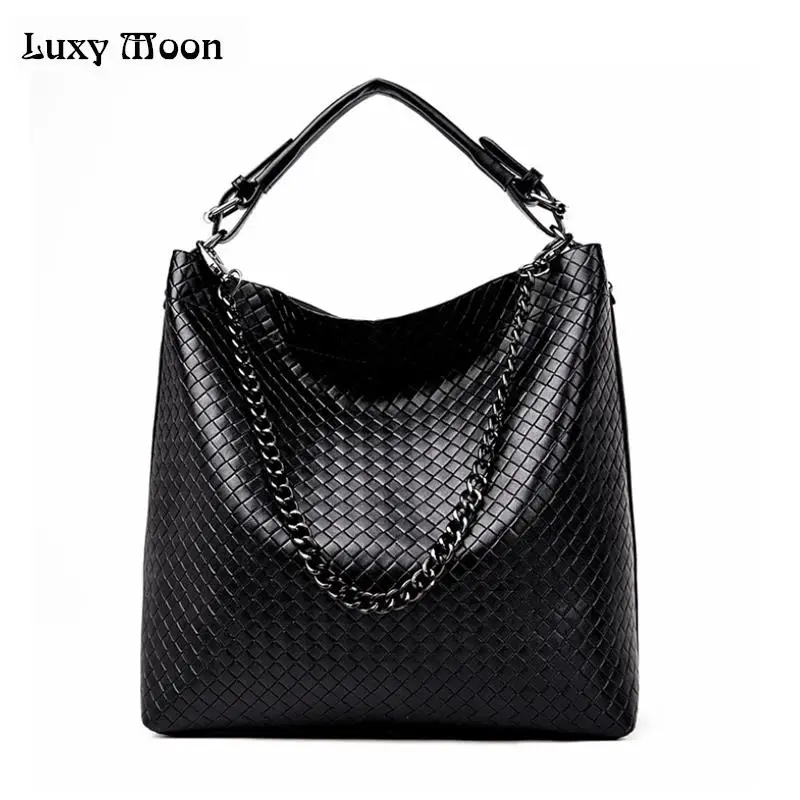 

New Woven handbags Large Leather Totes female knitting Vintage Crossbody Messenger Bags famous brand design shoulder bags