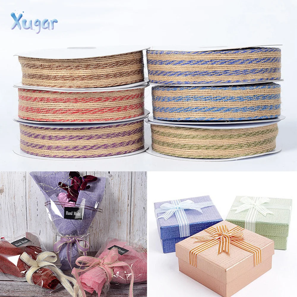 Xugar 2.8cm Fish Silk Linen Ribbon Cable Tie Bouquet Craft Gift Box Packet Ribbon for Clothing Shoes Hats Decoration Accessories