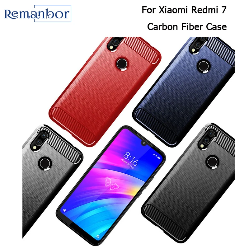 

Remanbor For Xiaomi Redmi 7 Carbon Fiber Case Silicone Rugged Armor Soft Back Cover For Xiaomi Redmi 7 Phone Fundas Coque Cases