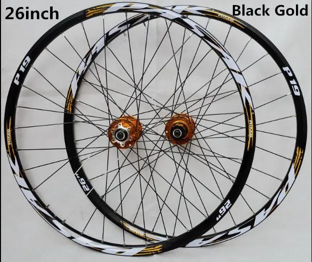 PASAK MTB горный велосипед передние 2 задние 4 герметичные подшипники ступицы колеса диски - Цвет: 26inch black gold