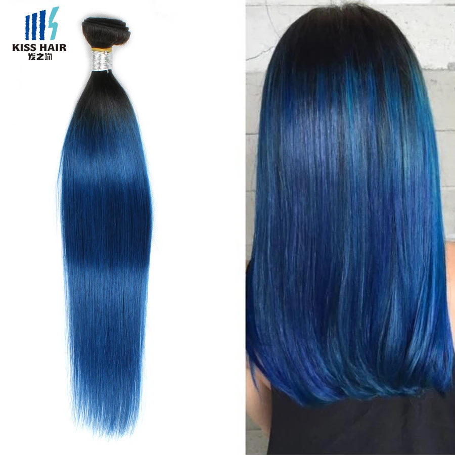 14 16 18 20 Inch 8a Straight Ombre Brazilian Hair T1b Blue 1