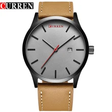 2016 NUEVA CURREN de la Marca Top de Cuero de Lujo de Los Hombres Relojes De Cuarzo de Negocios Hombres Fecha Reloj Impermeable Relogio masculino Relojes Hombre