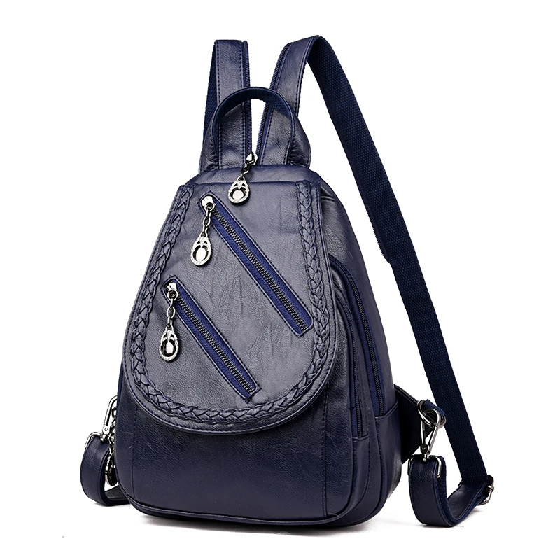 

Luxury PU Leather School Bags Designer Women Multipurpose Backpacks Mochila Purse Female Large Capacity Soft Shoulder Bags