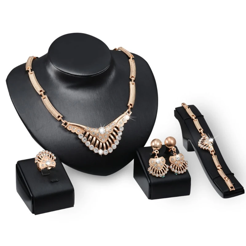 

Jewelry Set Necklace Stud Earring Ring Bracelet For Prom Party Dress Accessories