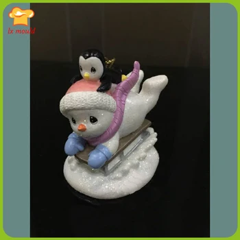 

Snowman Penguin Ski Group silicone mold DIY clay ornaments candle soap Christmas cake decoration