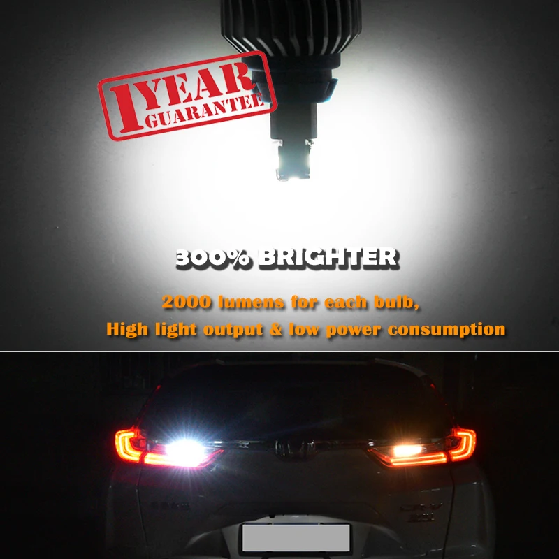 2X Backup Reverse Light 921 912 T15 LED Bulbs Error Free For Honda Accord Civic