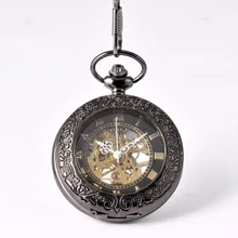Цепочка, черное платье, римские полые часы с золотым циферблатом, механические Классические наручные часы Fob, качественные модные подарочные карманные часы