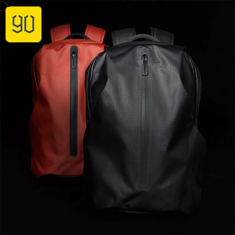 Xiaomi Eco-chain 90FUN All Weather Functional Backpack Fashion Waterproof bag Travel College School Bussiness, Black/Orange red