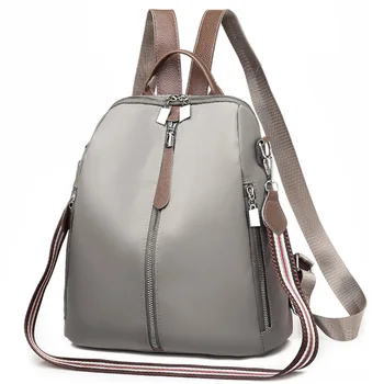 

Double Zipper Backpack Multi-Function Oxford Cloth Fashion Wild Canvas Casual Ladies Travel Backpack