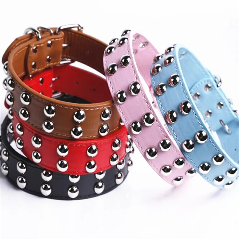 

Double Rows Mushroom Nails Pet Dog Collar Genuine Cowhide Leather Rivet Dog Chain Pet Dog Traction Supplies