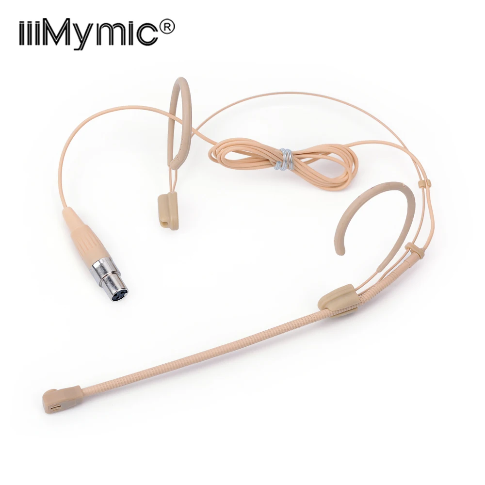 

Professional Beige 3-Pin Headset Condenser Microphone Omnidirectional Speech Headworn Mic for AKG Wireless System Mini 3 Pin XLR