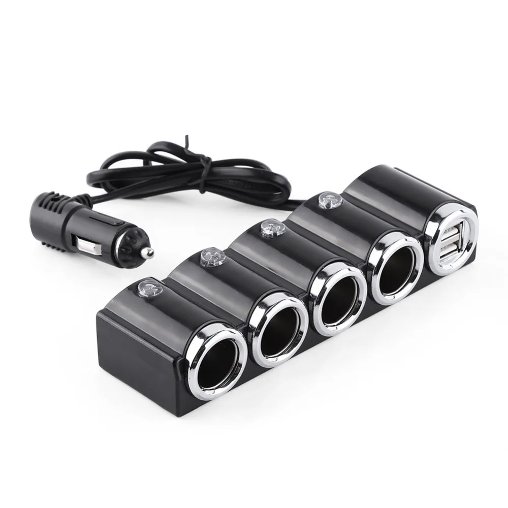 

Dual USB Socket Car Charger Adapter With LED Light For Mobile Phone 4 Way Car Cigarette Lighter Socket Splitter DC 12V 24V
