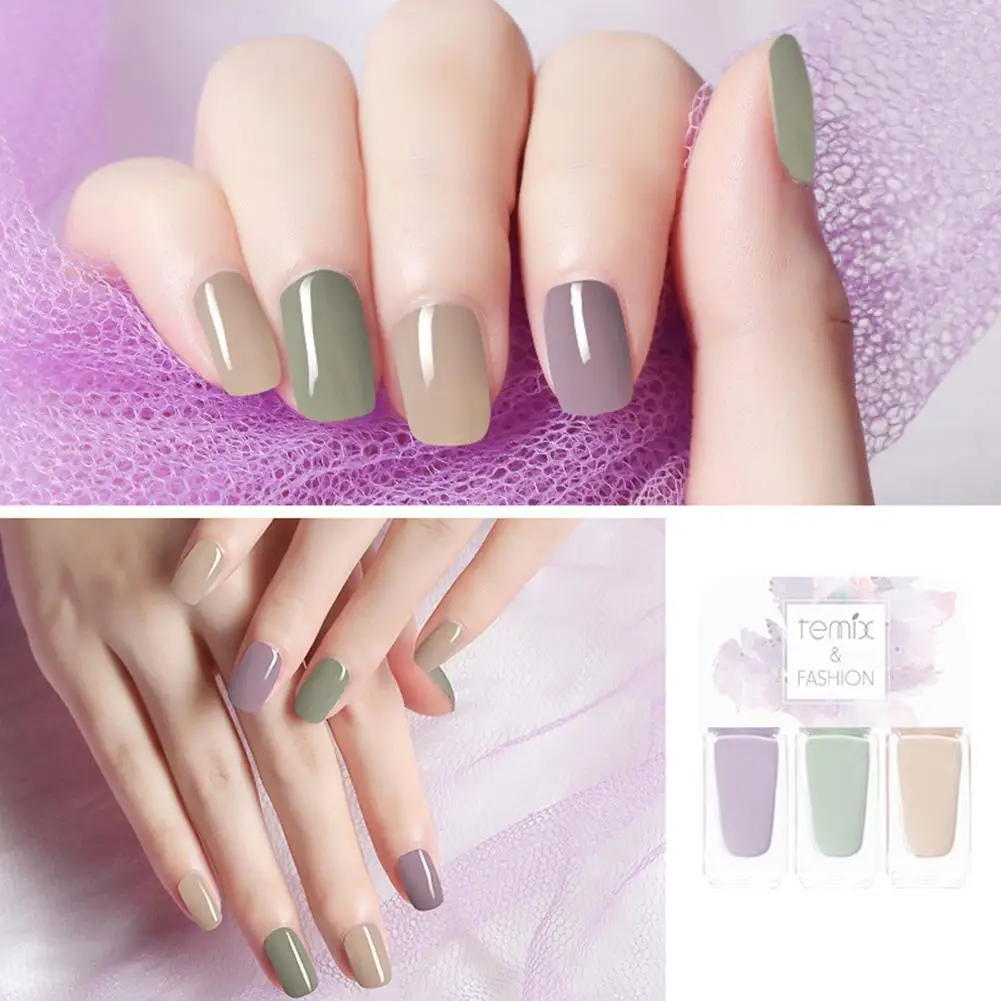 

3Pcs Temix Jelly Style Watery Non Toxic Peel Off Nail Polish Quick Drying Base Manicure Tool