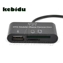 Kebidu Горячая 3 в 1 микро usb-хаб OTG подключение мобильного телефона SD TF карта флэш-накопитель ридер для Android адаптер