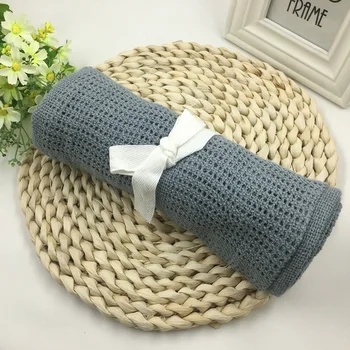 

Newborn Baby Blankets Super Soft Cotton Crochet Summer 100cmX80cm Candy Color Prop Crib Casual Sleeping Bed Supplies Hole Wrap