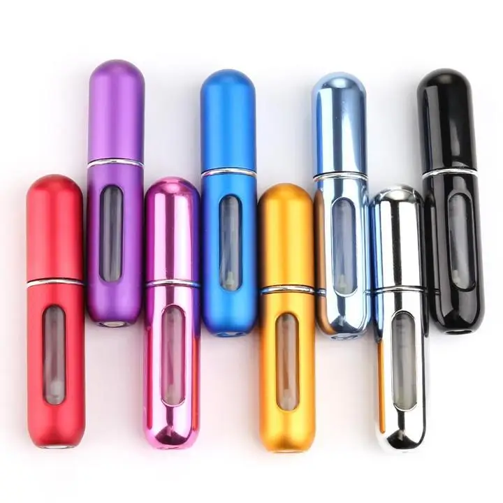 

Fashion Portable Mini Aluminum Refillable Perfume Bottle With Spray Empty Cosmetic Containers 5ml Pump Atomizer For Traveler
