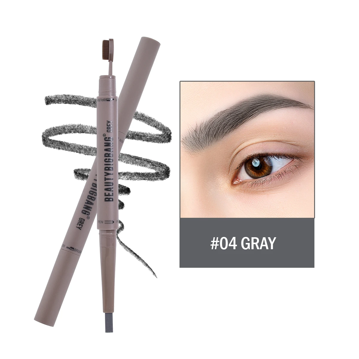 BEAUTYBIGBANG зубная щетка, головка, карандаш для бровей, глаз, двухглавый макияж, прочный, водостойкий, долговечная краска, тату, для бровей - Цвет: 4