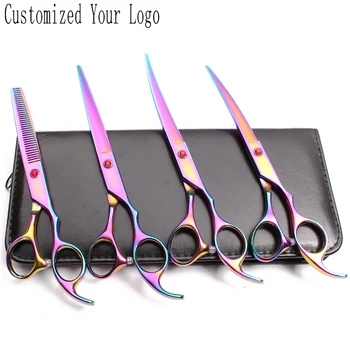 

20Sets 7" Wholesale Engraving Logo Animal Grooming Scissors Straight Shears Thinning Shears Dog Curved Shears Pet Scissors C3003