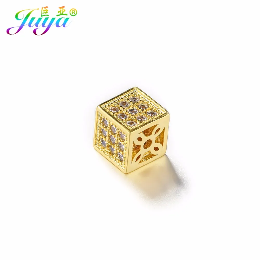 DIY Metal Beads Supplies Micro Pave Zircon AAA Cubic Zirconia Square Copper Beads Accessories For Beadwork Jewelry Making