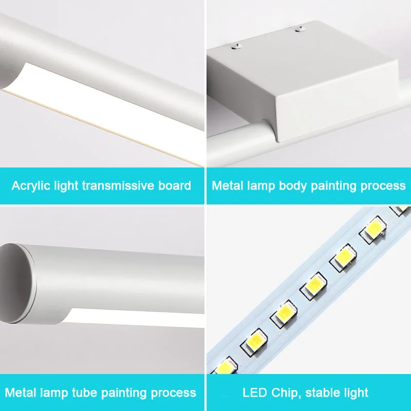 JUSHENG الحديثة LED أسود أبيض جدار مصباح LED مرآة زينة للحمام ضوء 9 W 12 W 14 W 16 W داخلي تركيبة إضاءة