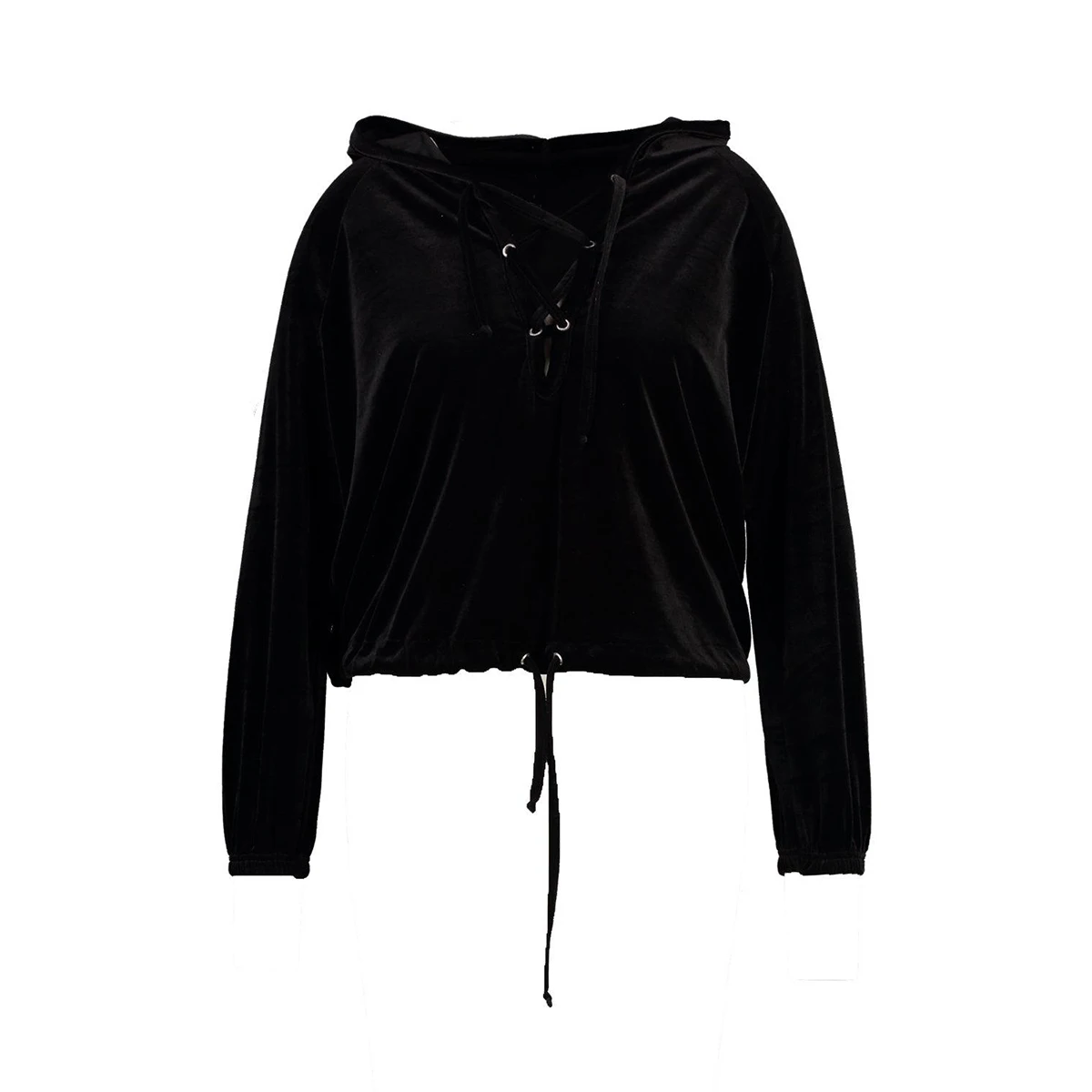Kissmilk Women Plus Size Hoodies Woven Solid  Sweatshirt Long Sleeve V Neck Cross Front Sweatshirt Large Size Fashion Sweatshirt