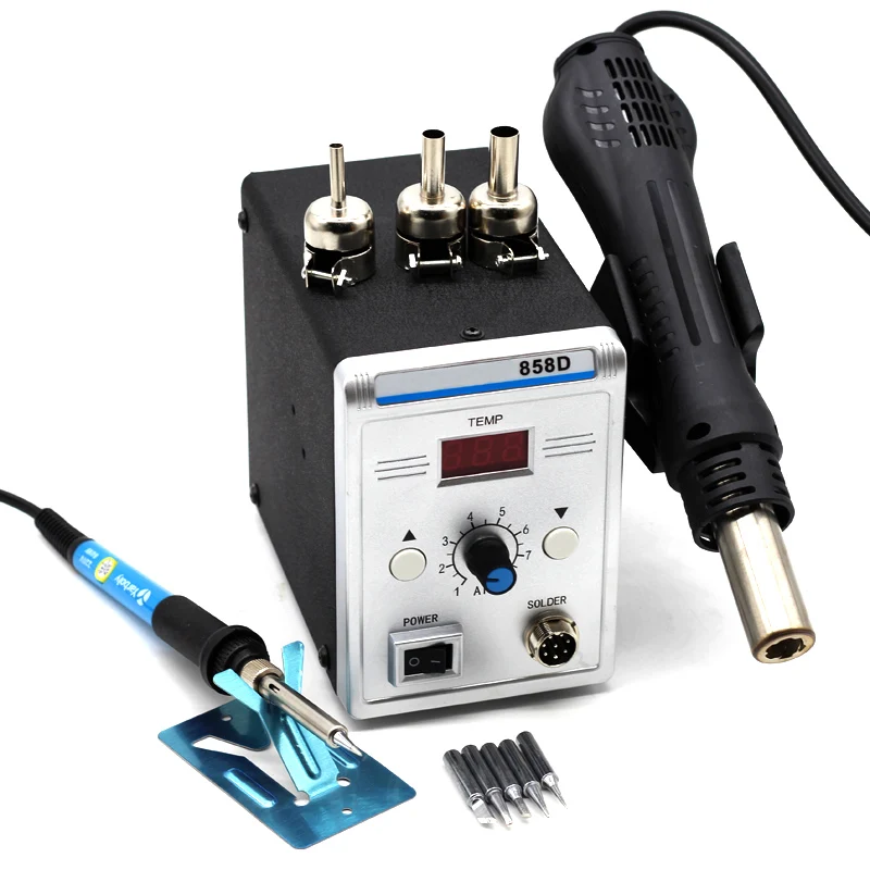 

Yarboly 858D Portable Heat Hot Air Gun BGA Rework Solder Station With + 220V 60W Temperature Adjustable Electric Soldering Iron