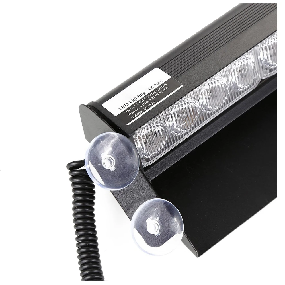 8 LED Strobe Dash/ Deck/ Windscreen Light Bar Beacon (Yellow)in Car