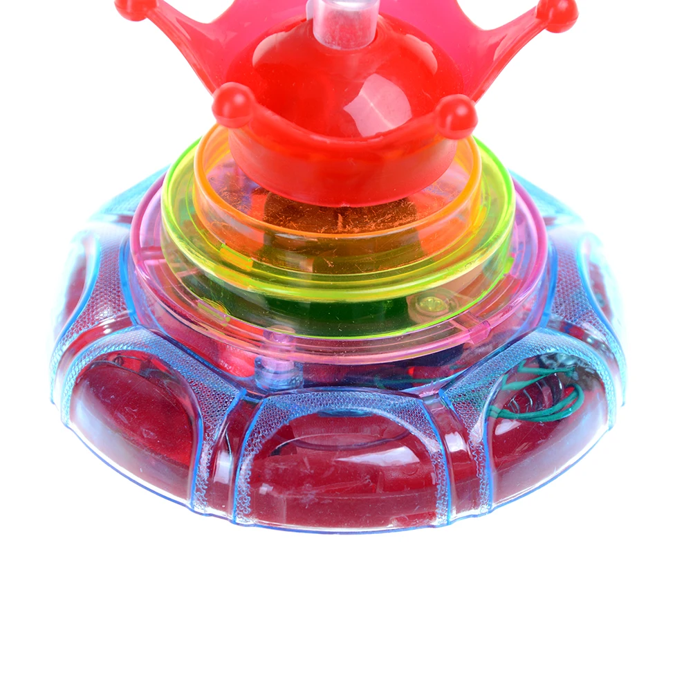 Красочные Творческие Корона Оптическое волокно мигающий Музыка Гироскоп peg-top Электрический волчок гироскоп дети НЛО игрушка