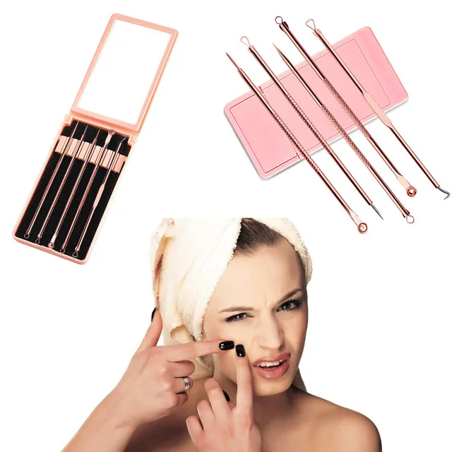 

ACNE CLIP SET 5pcs Stainless Steel Pimple Extractor Blackhead Remover Tool Blemish Comedone Acne Extractor Removal Needles