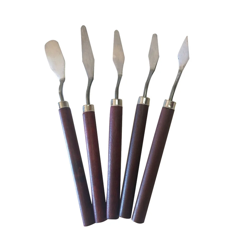5 шт палитра нож краска ing нержавеющая сталь лопатка-скребок деревянная ручка товары для рукоделия для художника холст, масляная краска смешивание цветов