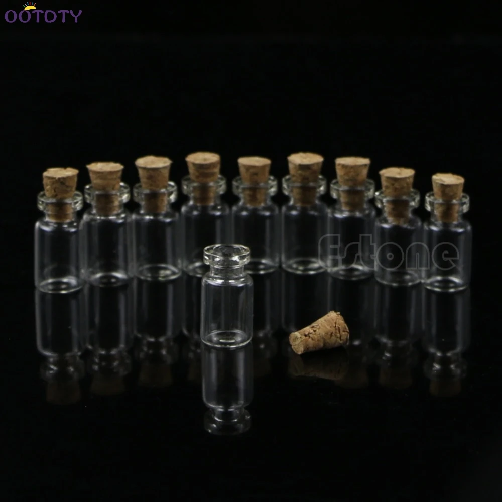 10pcs/lot 0.5ml 18x10mm Mini Glass Bottle Vial with Cork Stopper Storage Pendant | Дом и сад