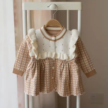 Детская зимняя одежда для девочек, детское нижнее белье, свитер, Детская осенняя трикотажная одежда, платья из плотной ткани, Высококачественная Рождественская одежда