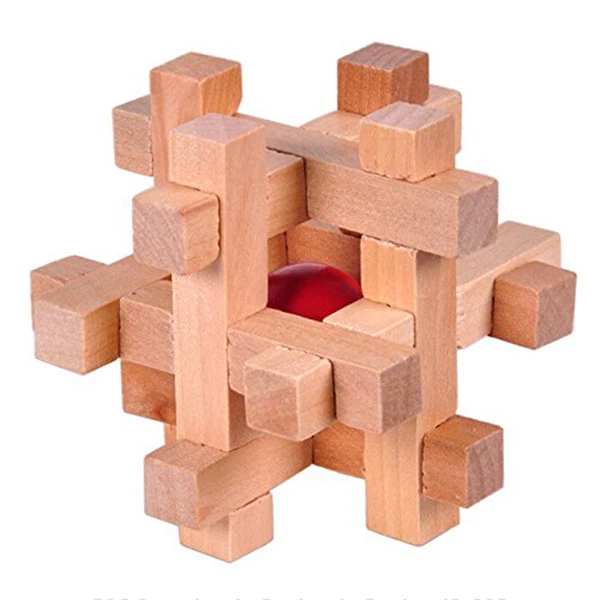 

Wooden Take the Ball from Cage Lock Logic Puzzle Burr Puzzles Brain Teaser Intellectual Removing Assembling Toy