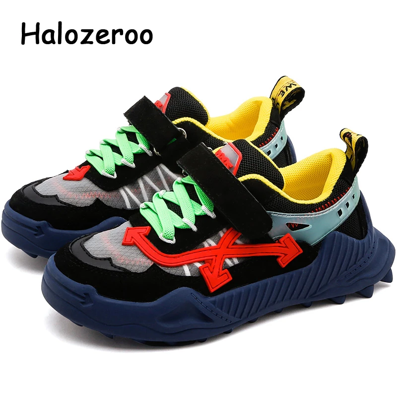 childrens black leather trainers