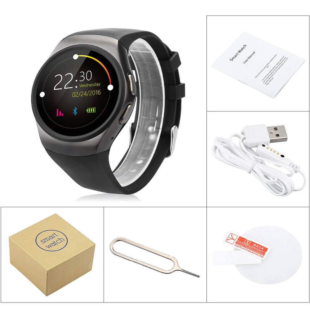 Смарт часы KingWear KW18 с Bluetooth полный экран поддержка SIM карты TF смарт пульсометром