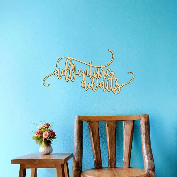 Adventure awaits sign wood adventure awaits travel decor mountain decor farmhouse sign home decor wooden sign laser cut out adventure sign