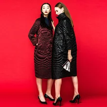 Зимняя куртка Женский пуховик высокое качество красивая вышивка розы размера плюс свободный женский пуховик Длинная Верхняя одежда