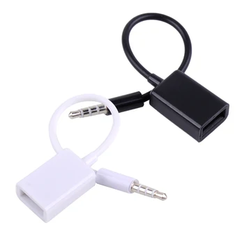 

CITALL Black / White Car Auto MP3 3.5mm Headphone Male AUX Audio Plug Jack To USB 2.0 Female Converter Cord Cable