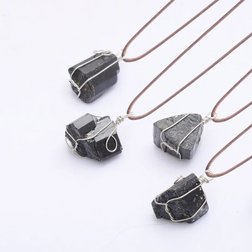 Pendant Necklace Kawaii Grunge Fairycore Matte Raw Black Crystal Quartz Gift O Ring Chain Choker Chokers Jewelry Ugaurbanag Com