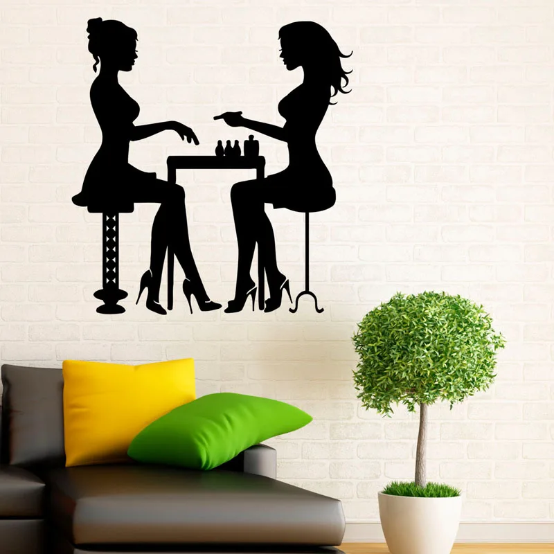 

Manicure Salon Wall Stickers Fashion Girls Hands Nails Wall Decals Creative Removable Vinyl Waterproof Home Decor