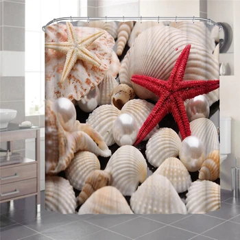 

Hot Sale 1pcs 2 Size Modern Style Home Cartoon Starfish Bookself Forest Windmill WanLake Waterproof Shower Curtain for Bathroom